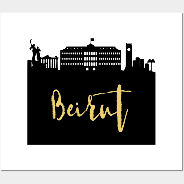 BEIRUT LEBANON DESIGNER SILHOUETTE SKYLINE ART Wall Art by deificusArt